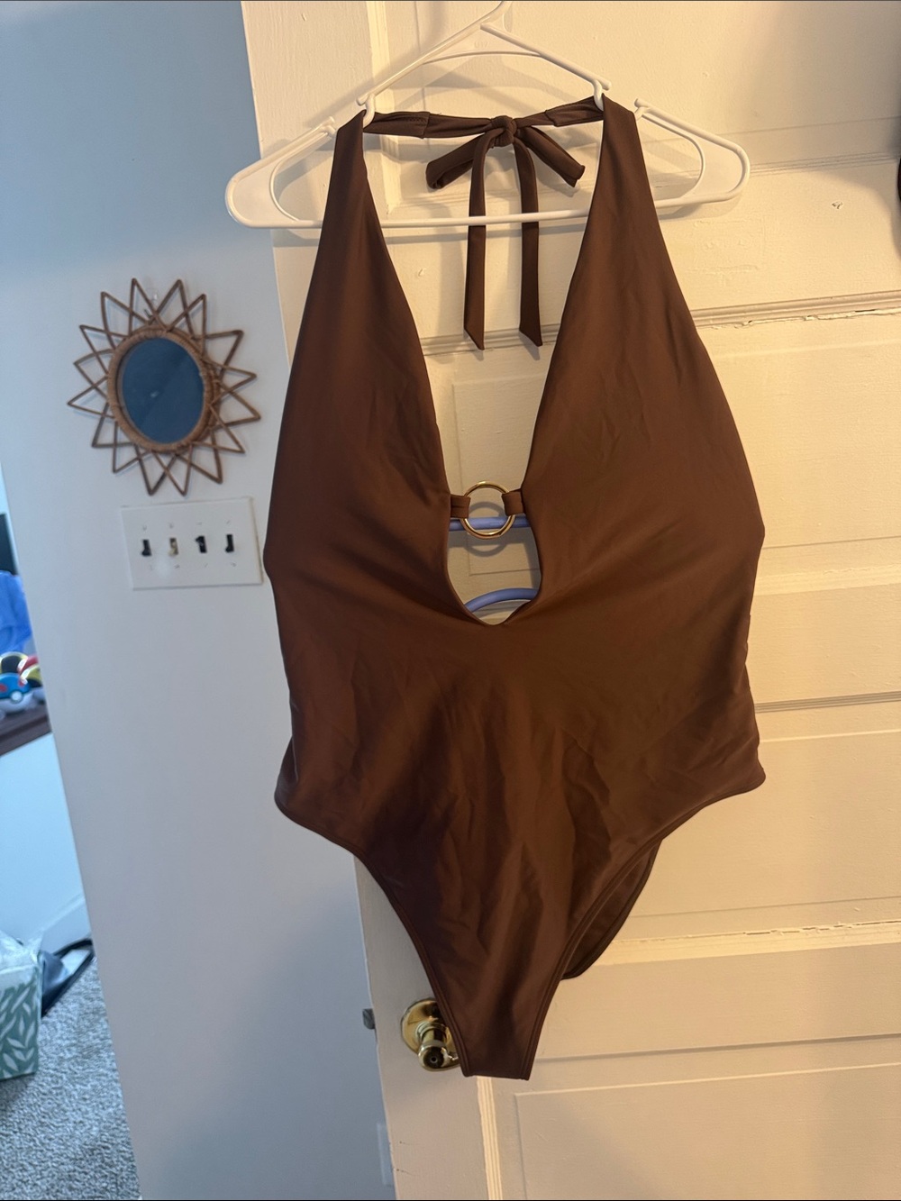 Abercrombie & Fitch Brown Halter One-Piece Swimsuit with Ring Detail